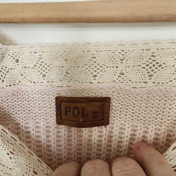 Pol Oversized Pink Babydoll Sweater Size Small Knit Lace Feminine Romantic - Picture 7 of 11